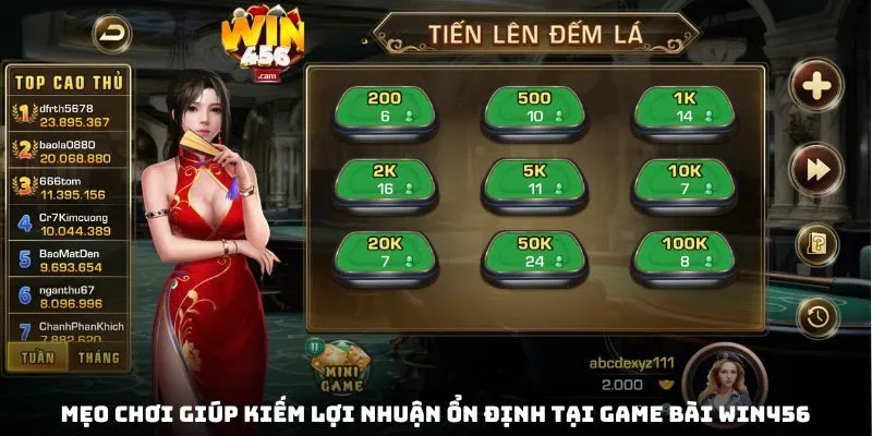 Mẹo chơi giúp kiếm lợi nhuận ổn định tại game bài Win456
